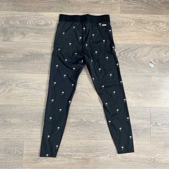 Alala Base Leggings Tights Palm tree embroidered Cropped High Rise Navy Blue - Picture 13 of 16